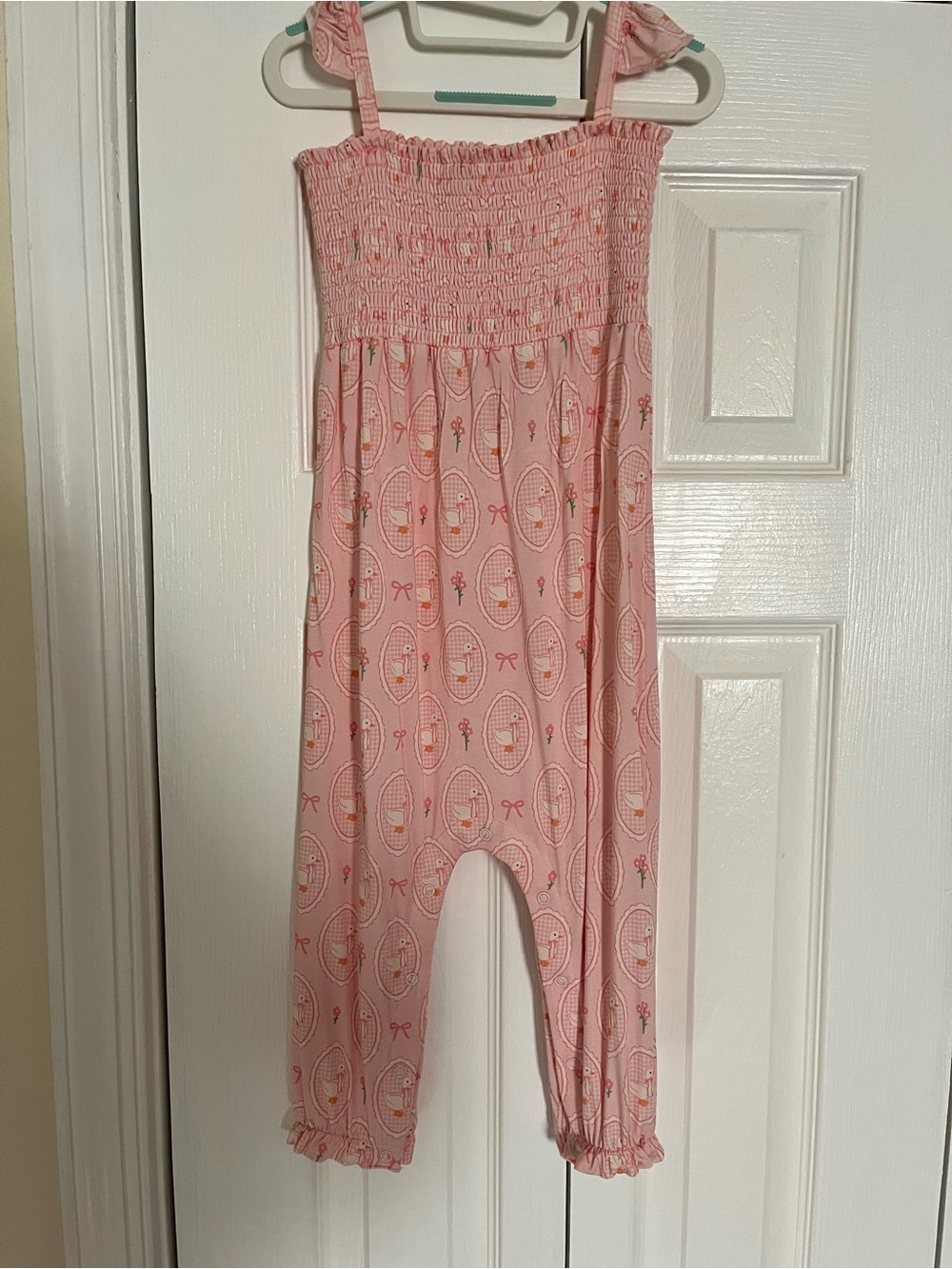 Pink Smocked Strap Jumpsuit